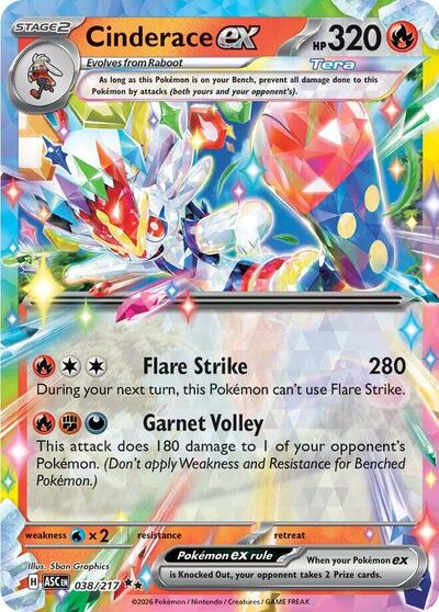 Mega Evolution Ascended Heroes - 038/217 Cinderace ex Double Rare
