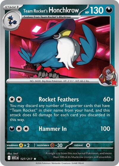 Mega Evolution Ascended Heroes - 127/217 Team Rocket's Honchkrow Rare