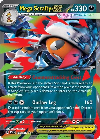 Mega Evolution Ascended Heroes - 135/217 Mega Scrafty ex Double Rare