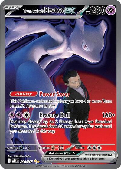 Mega Evolution Ascended Heroes - 281/217 Team Rocket's Mewtwo ex Special Illustration Rare