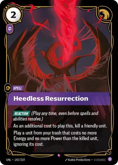Riftbound- Unleashed - Heedless Resurrection 142/219 Rare