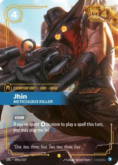Riftbound- Unleashed - Jhin - Meticulous Killer (Alternate Art) 089a/219 Showcase