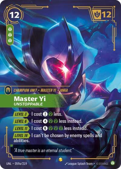 Riftbound- Unleashed - Master Yi - Unstoppable (Alternate Art) 059a/219 Showcase