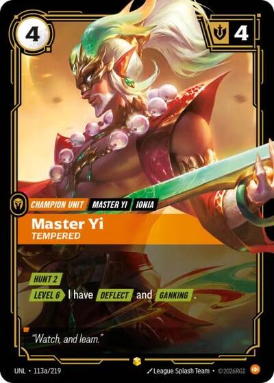 Riftbound- Unleashed - Master Yi - Tempered (Alternate Art) 113a/219 Showcase