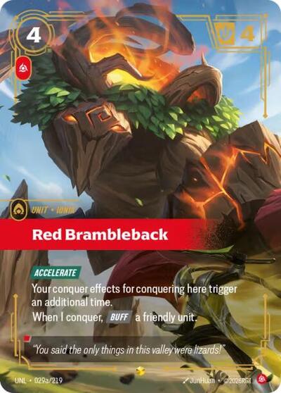 Riftbound- Unleashed - Red Brambleback (Alternate Art) 029a/219 Showcase