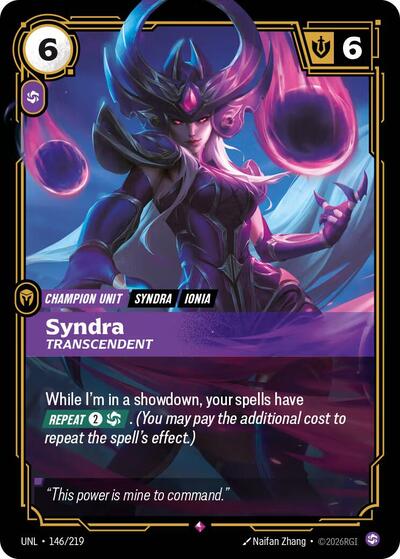 Riftbound- Unleashed - Syndra - Transcendent 146/219 Rare
