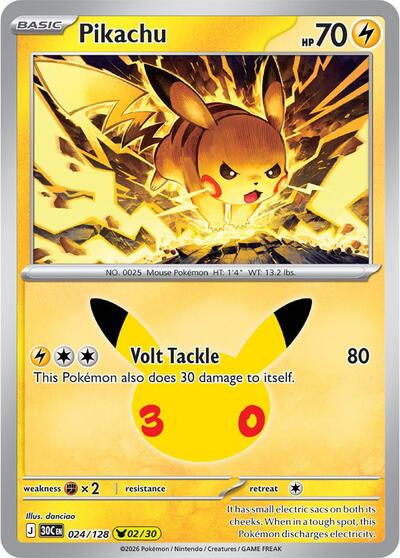 30th Celebration - 024/128 Pikachu Pikachu Rare