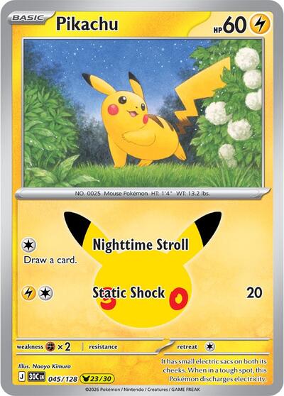 30th Celebration - 045/128 Pikachu Pikachu Rare