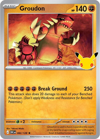 30th Celebration - 082/128 Groudon Rare