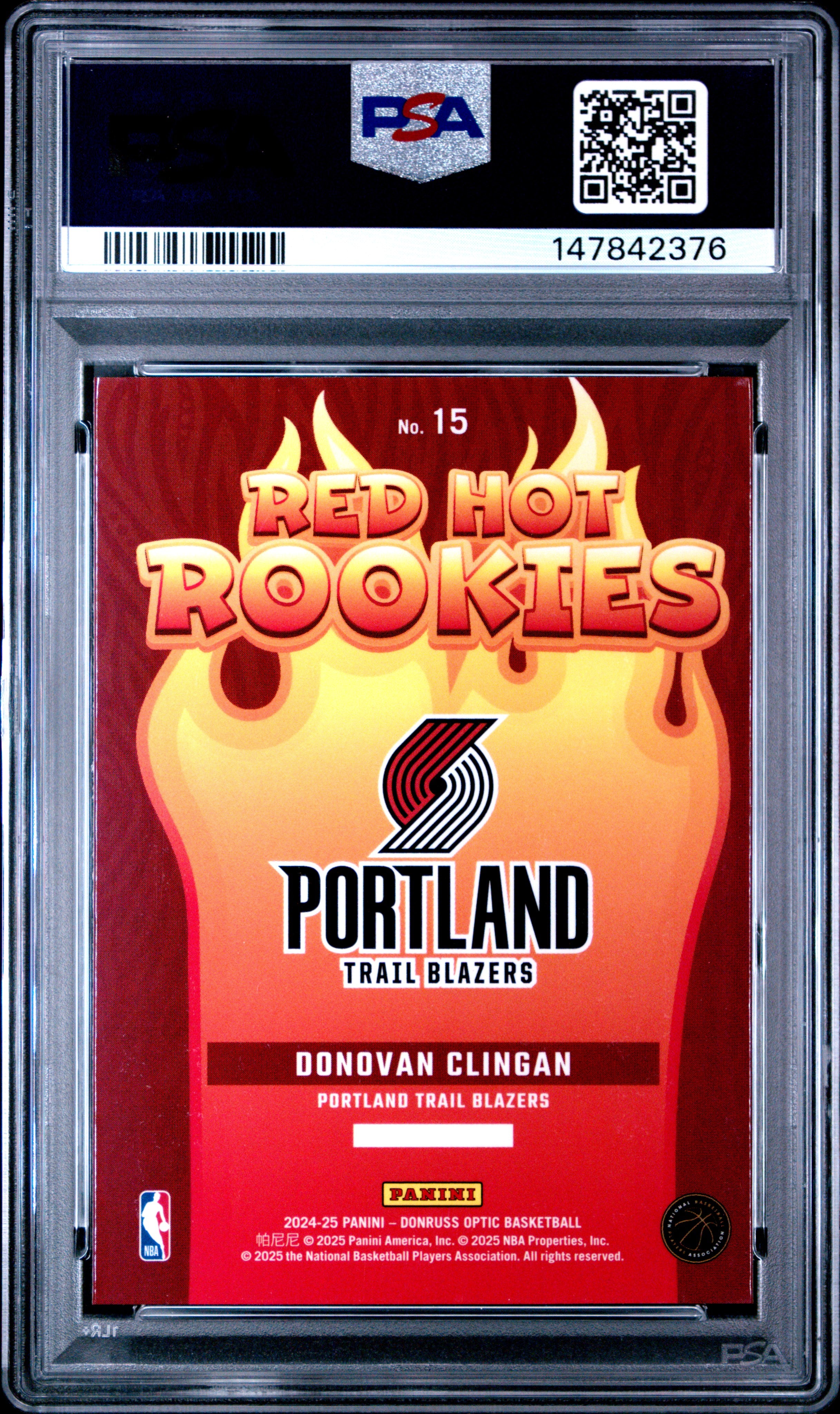 2024 PANINI DONRUSS OPTIC RED HOT ROOKIES #15 DONOVAN CLINGAN PSA 10