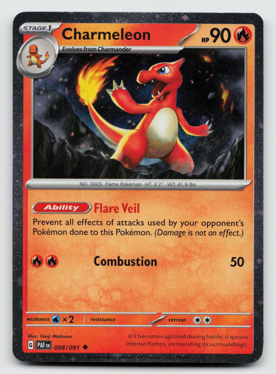 Scarlet & Violet Paldean Fates - 008/091 Charmeleon Uncommon (Cosmos Holofoil Promo)