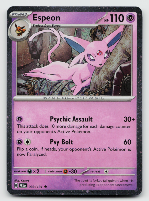 Scarlet & Violet Prismatic Evolutions - 033/131 Espeon Rare (Cosmos Holofoil Promo)