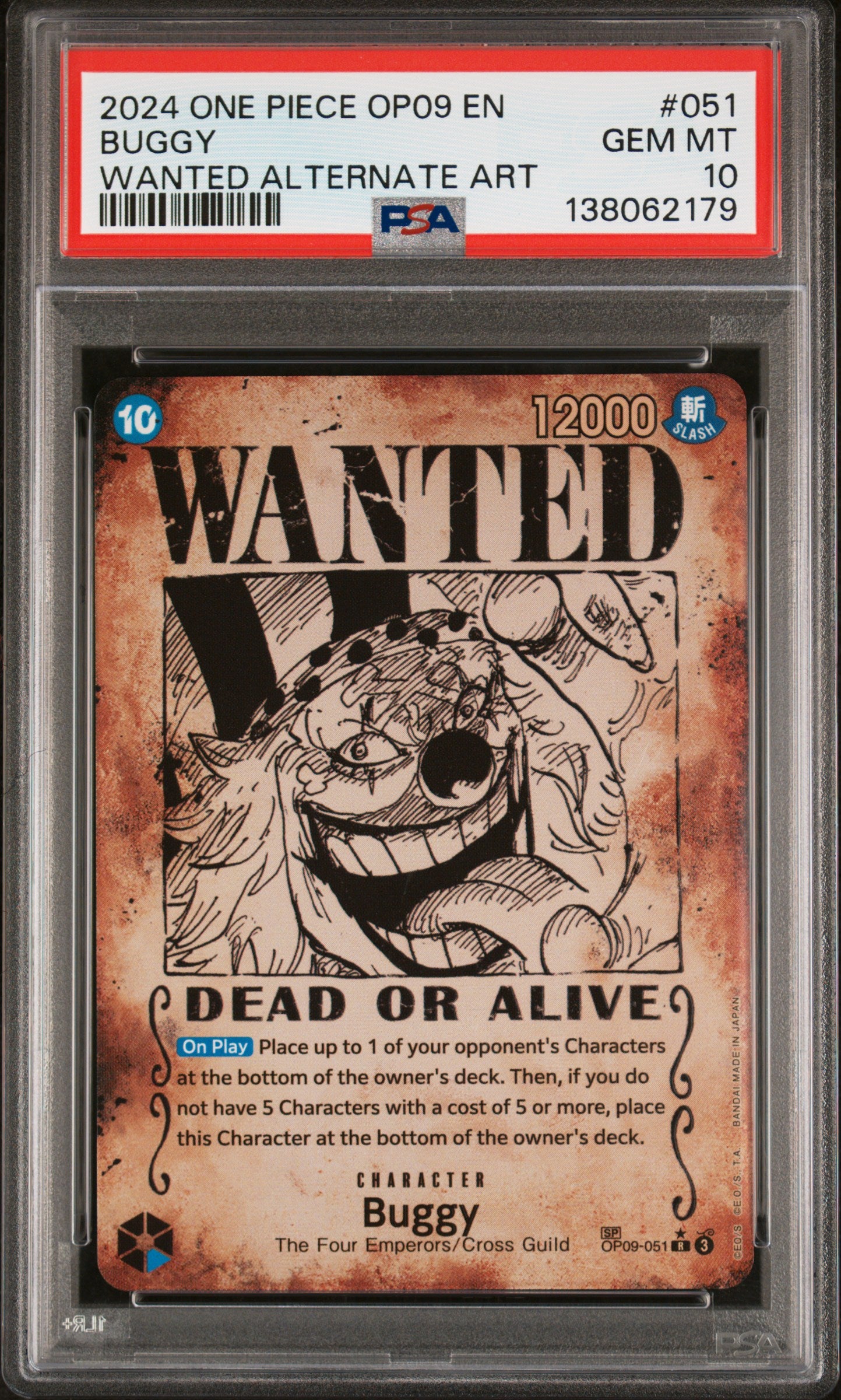2024 One Piece Buggy 051 Wanted Alternate Art PSA 10