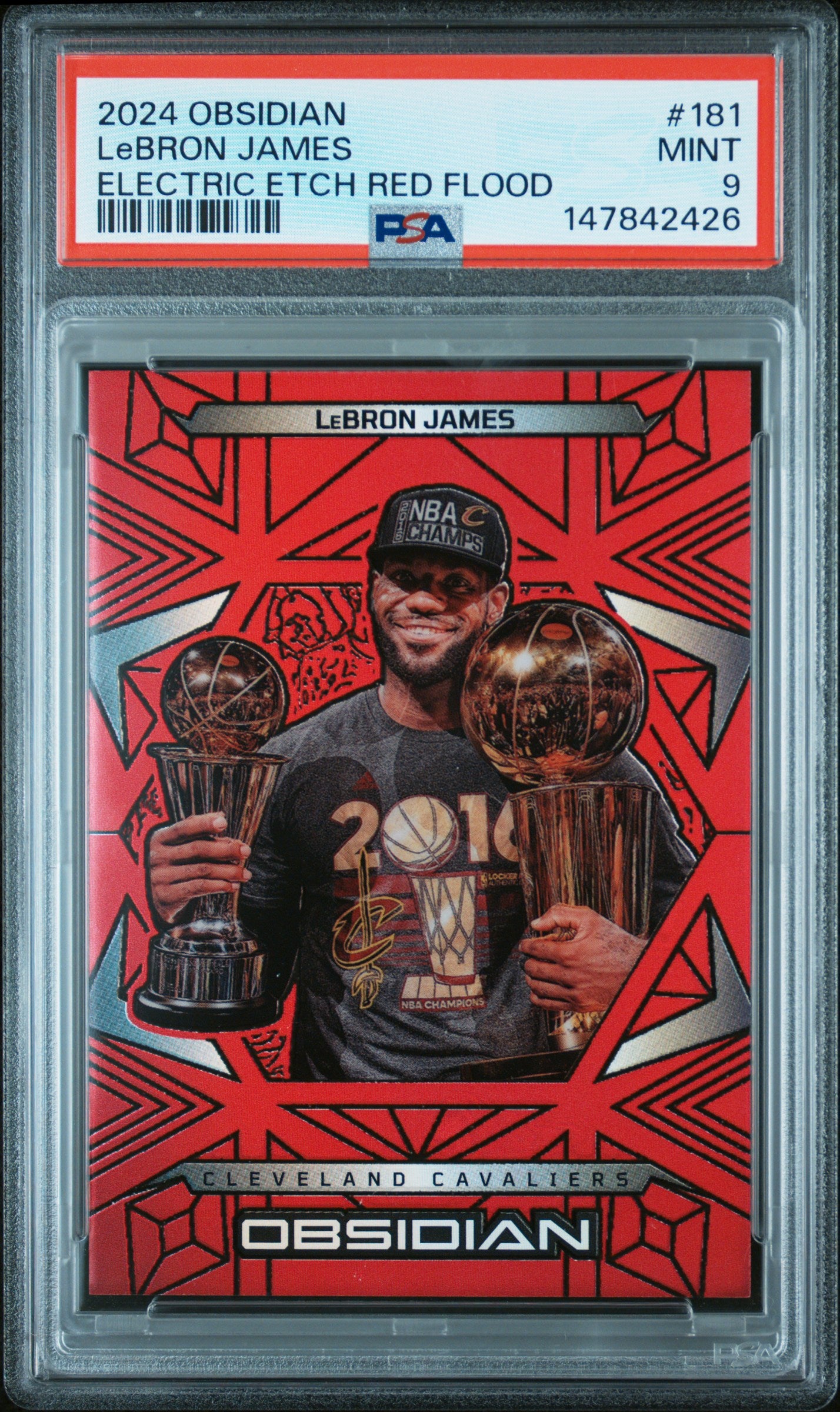 2024 PANINI OBSIDIAN #181 LeBRON JAMES ELECTRIC ETCH RED FLOOD PSA 9