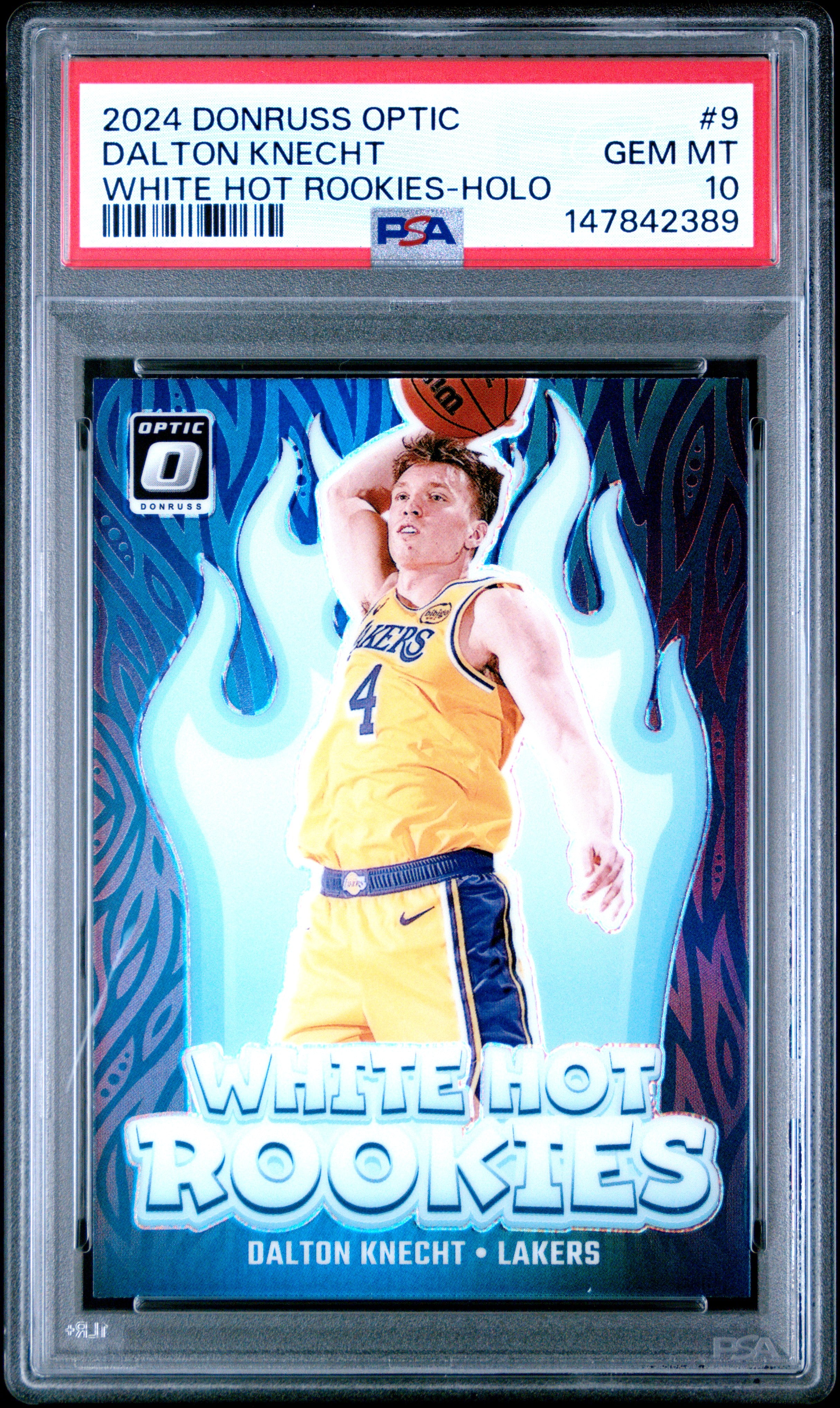 2024 PANINI DONRUSS OPTIC WHITE HOT ROOKIES #9 DALTON KNECHT WHITE HOT ROOKIES-HOLO PSA 10