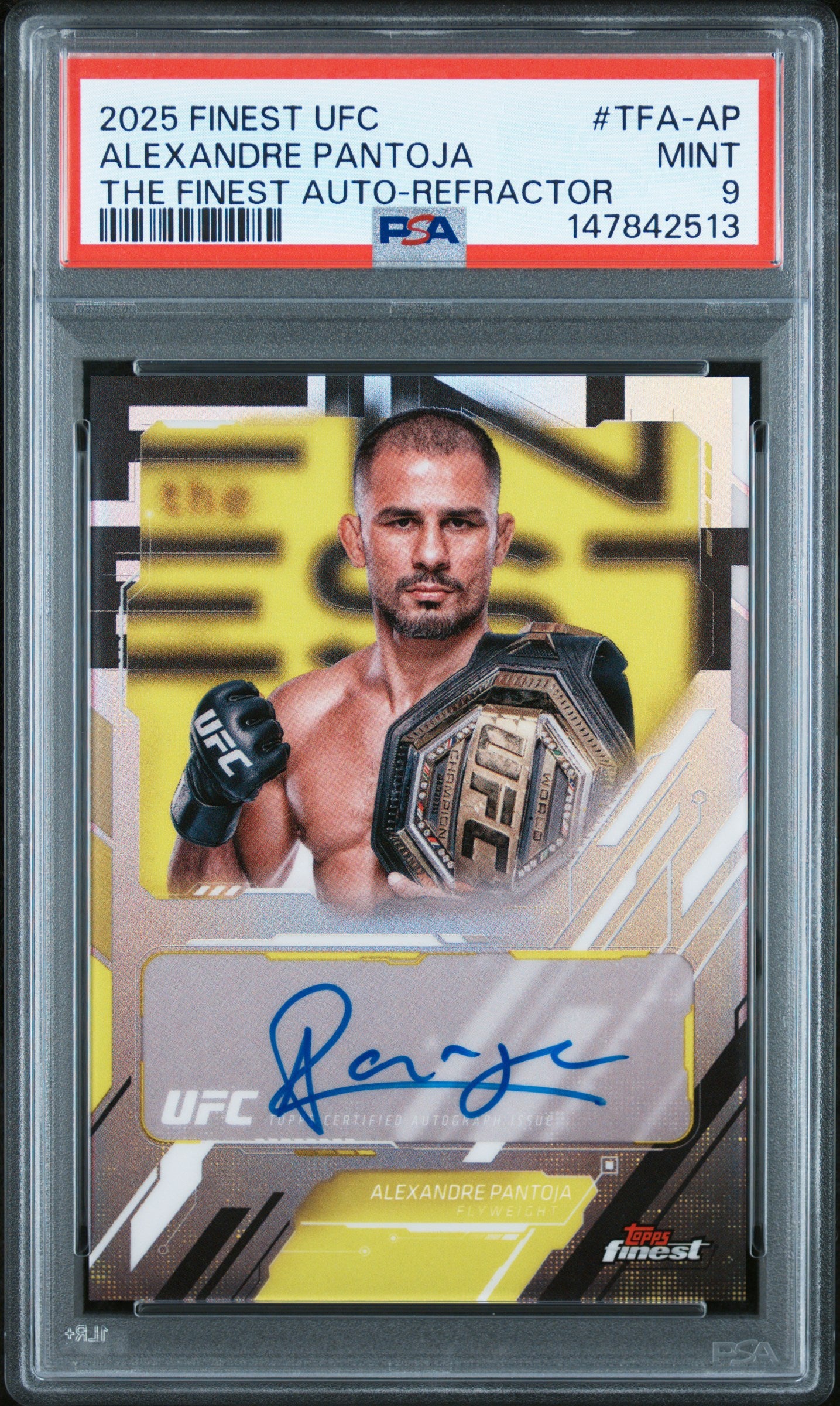 2025 TOPPS FINEST UFC THE FINEST AUTOGRAPHS #TFA-AP ALEXANDRE PANTOJA THE FINEST AUTO-REFRACTOR PSA 9