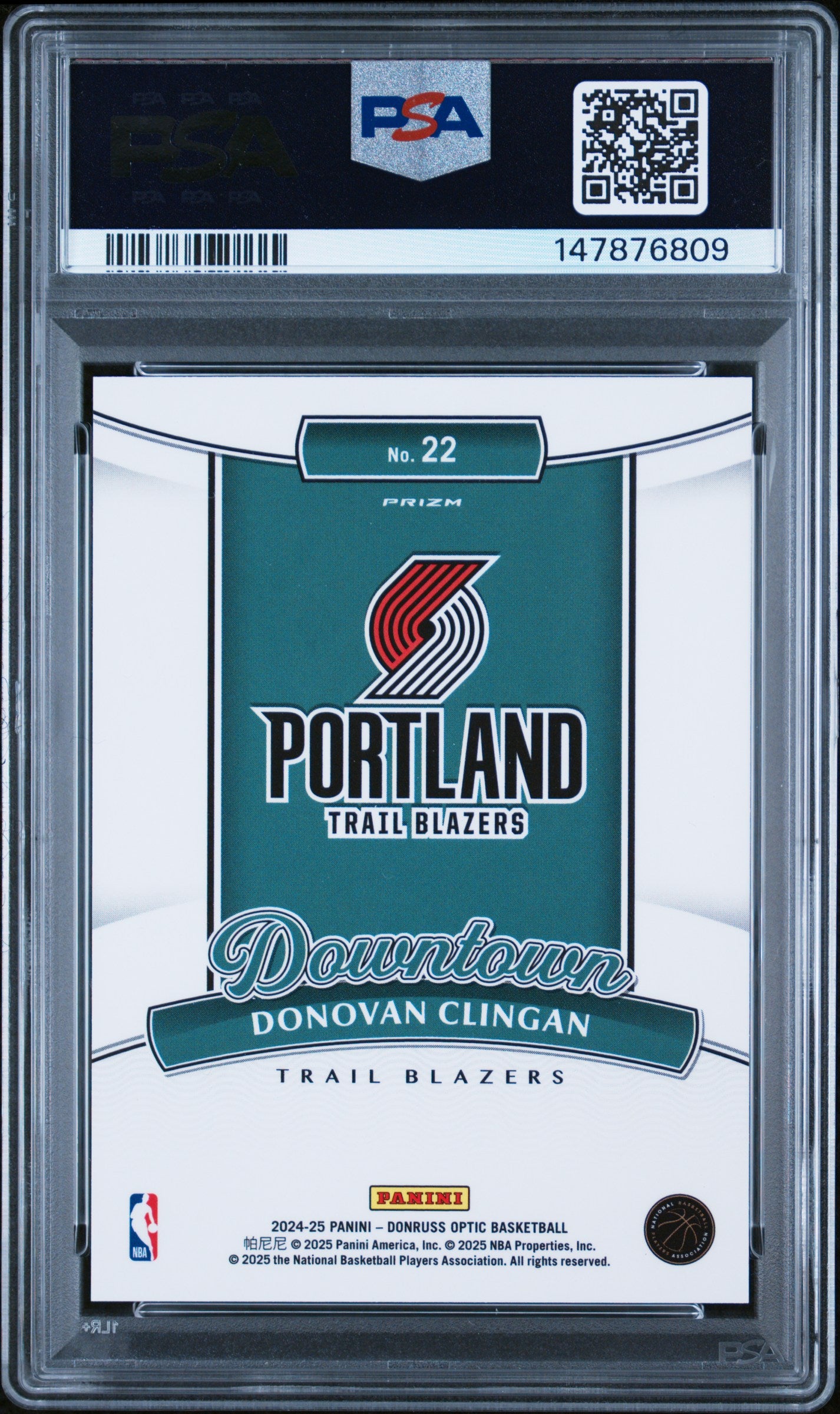 2024 Panini Donovan Clingan 22 Panini Donruss Optic Downtown PSA 10