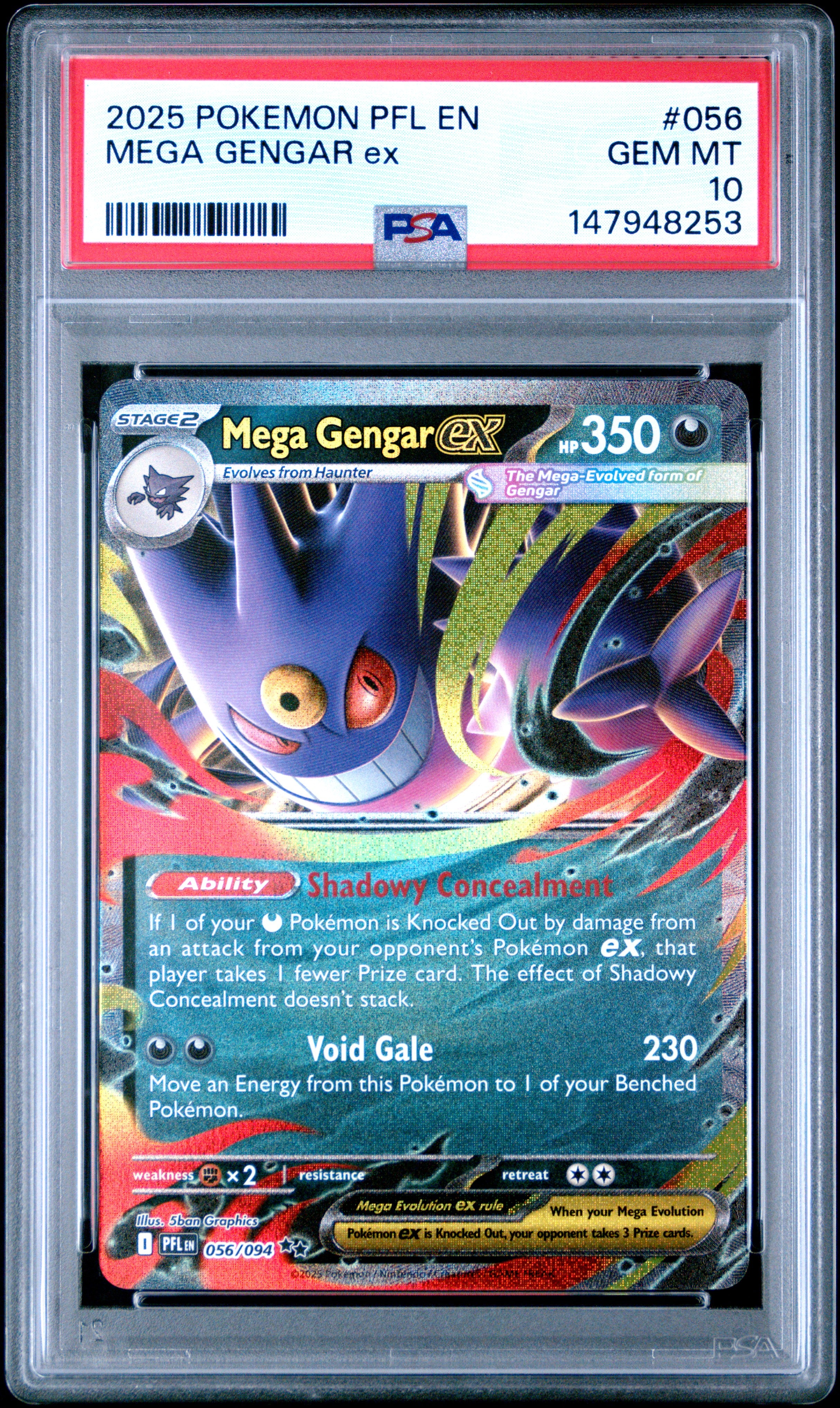2025 Pokemon Mega Gengar EX 056/094 PFLen-Phantasmal Flames PSA 10