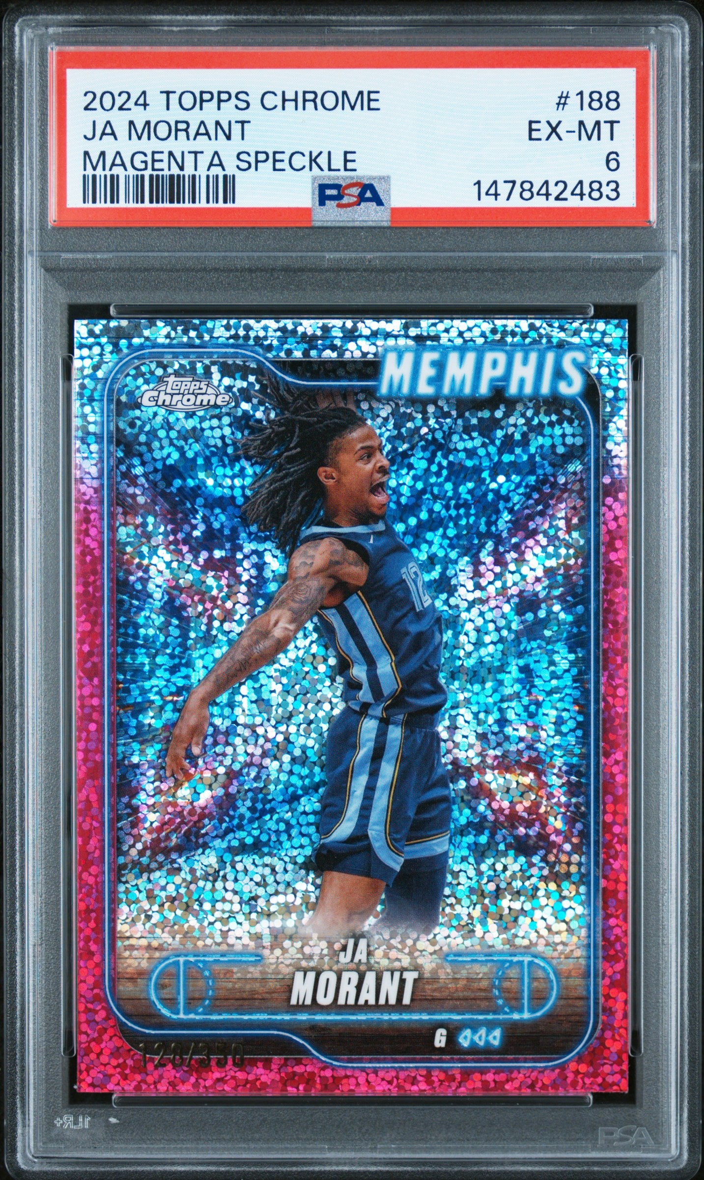 2024 TOPPS CHROME #188 JA MORANT MAGENTA SPECKLE PSA 6