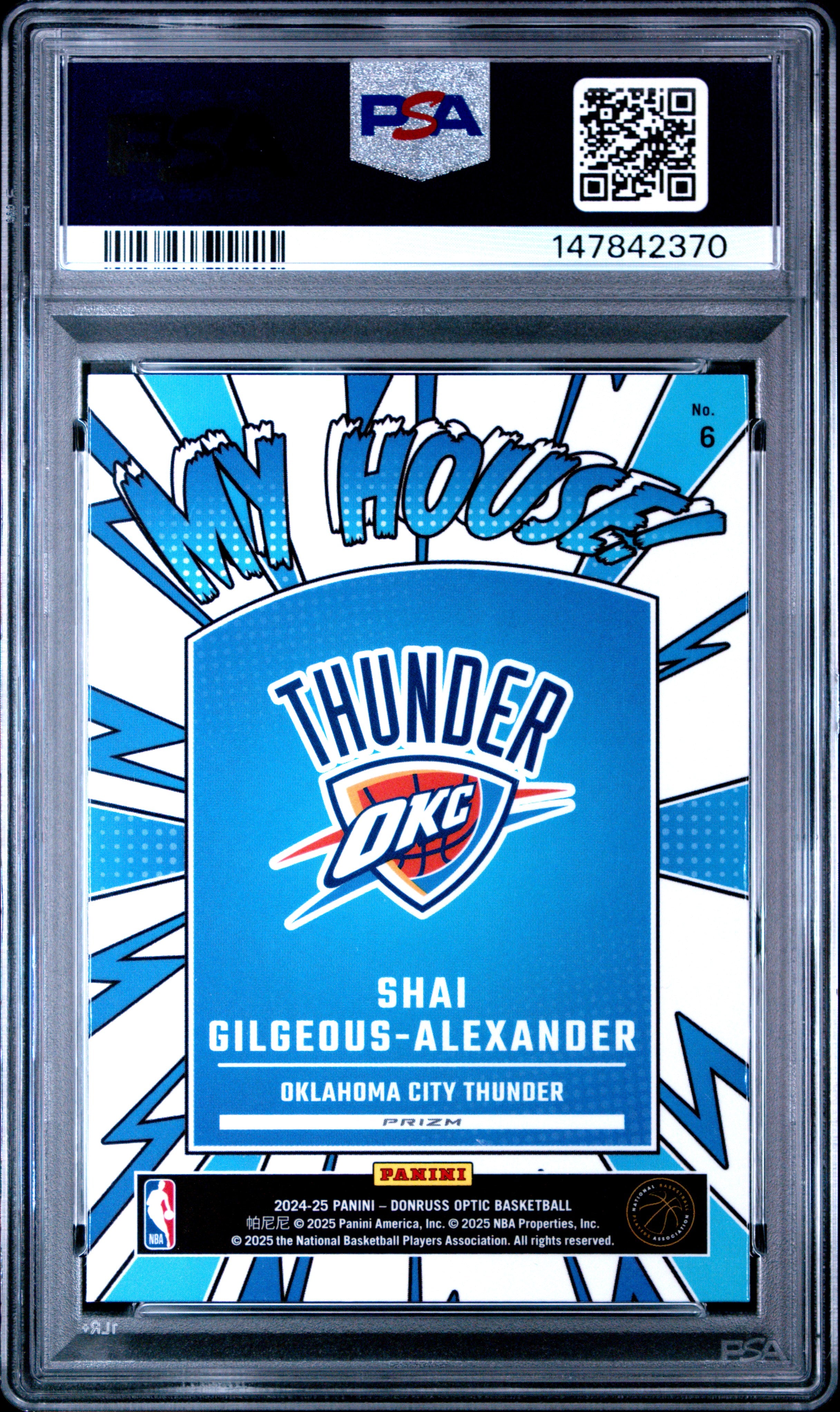 2024 PANINI DONRUSS OPTIC MY HOUSE #6 S. GILGEOUS-ALEXANDER MY HOUSE-PURPLE PSA 10