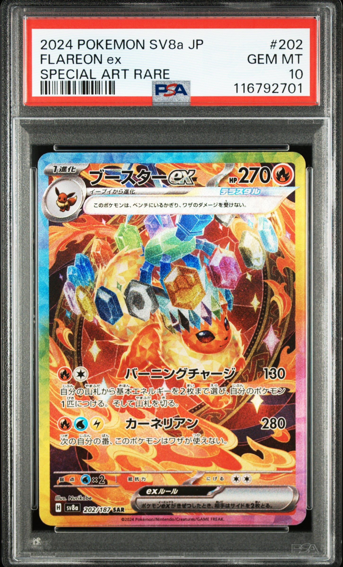 2024 Pokemon Japanese sv8a-Terastal Fest ex #202 Flareon ex Special Art Rare PSA 10
