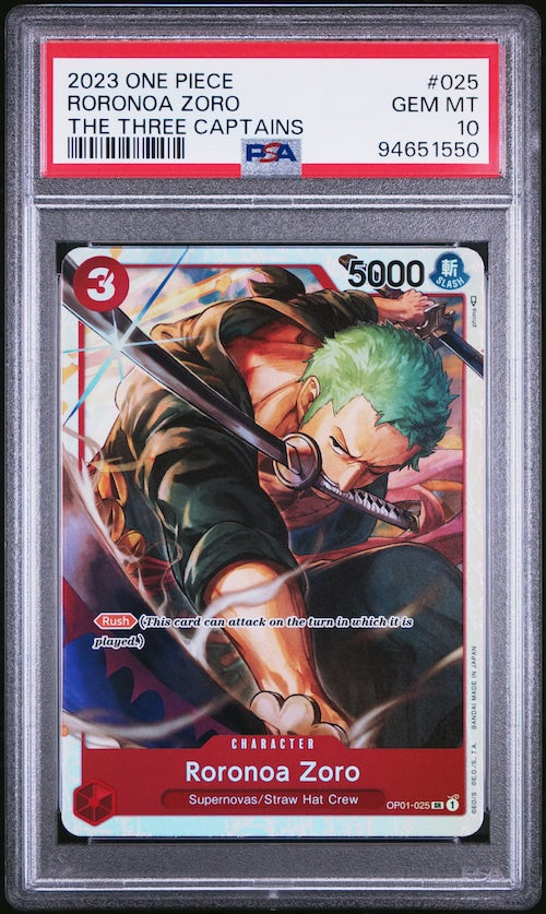 2023 One Piece Ultra Deck-The Three Captains #025 Roronoa Zoro PSA 10