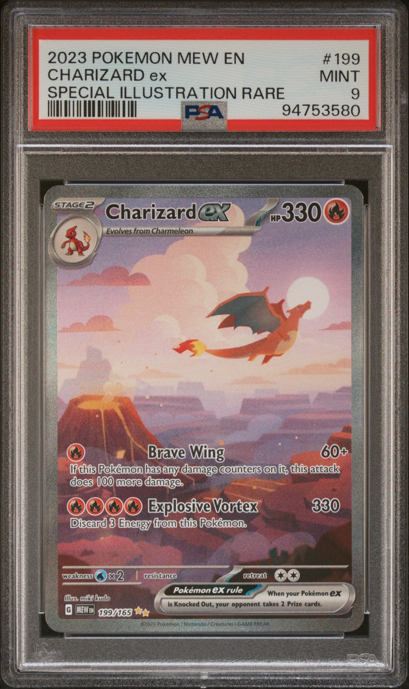 2023 Pokemon Mew En-151 #199 Charizard Ex Special Illustration Rare PSA 9