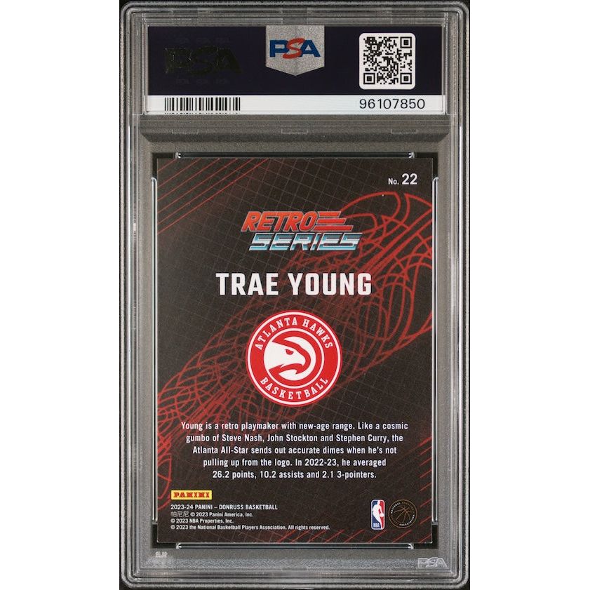 2023 Panini NBA Donruss Retro Series #22 Trae Young Retro Series-Diamond PSA 8