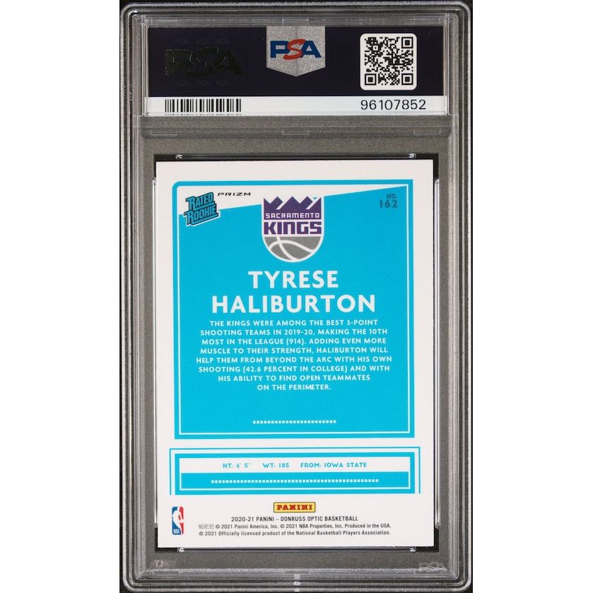 2020 Panini NBA Donruss Optic #162 Tyrese Haliburton Rated Rookie Green Pulsar PSA 9