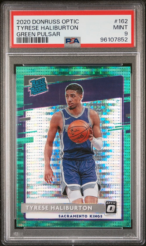 2020 Panini NBA Donruss Optic #162 Tyrese Haliburton Rated Rookie Green Pulsar PSA 9