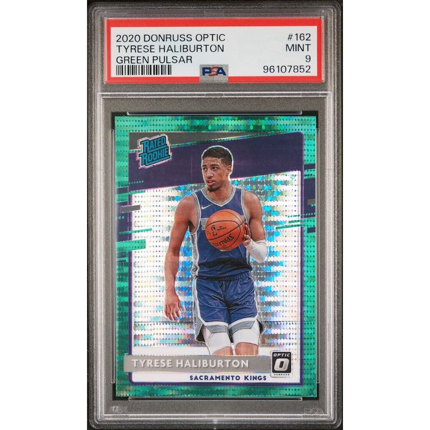 2020 Panini NBA Donruss Optic #162 Tyrese Haliburton Rated Rookie Green Pulsar PSA 9