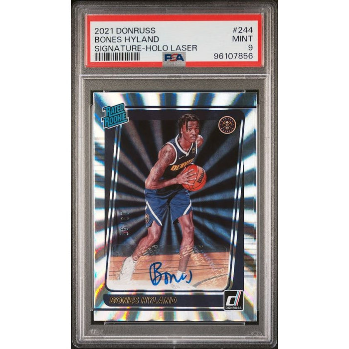 2021 Panini NBA Donruss #244 Bones Hyland Signature-Holo Laser (#'d 19/99) PSA 9