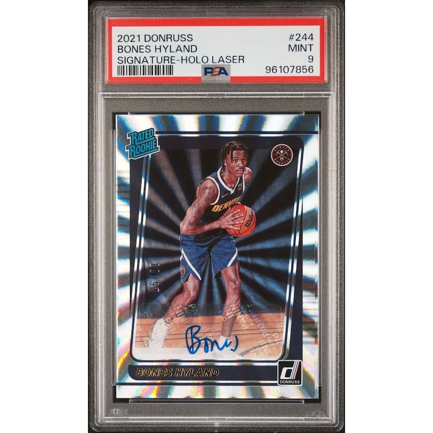 2021 Panini NBA Donruss #244 Bones Hyland Signature-Holo Laser (#'d 19/99) PSA 9