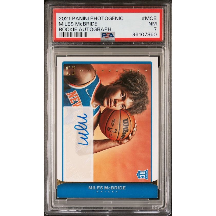 2021 Panini NBA Photogenic Rookie Autographs #MCB Miles Mcbride Rookie Autograph PSA 7