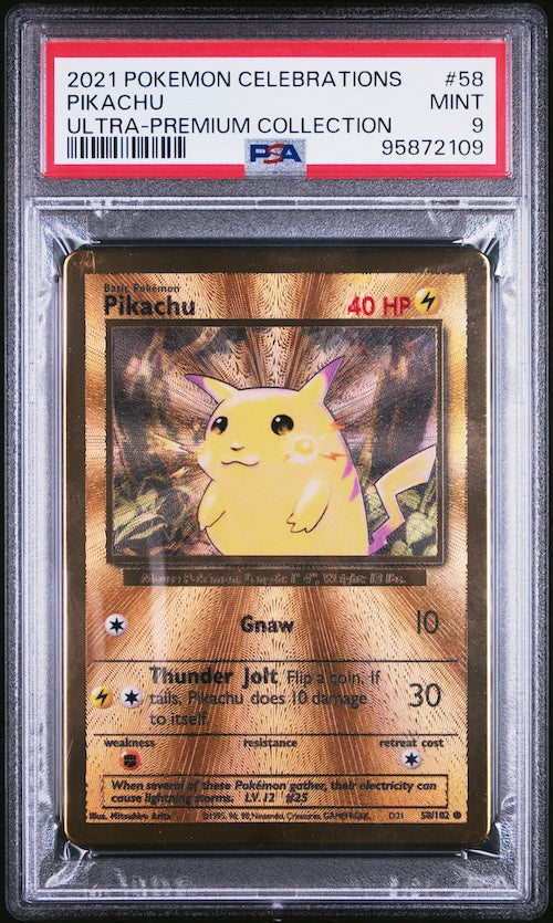 2021 Pokemon Celebrations Ultra-Premium Collection #58 Pikachu (Gold Metal Promo) PSA 9