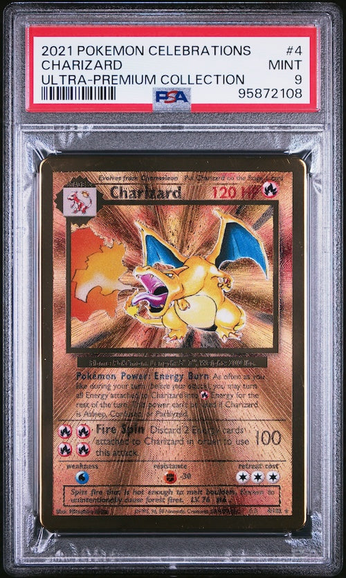 2021 Pokemon Celebrations Ultra-Premium Collection #4 Charizard (Gold Metal Promo) PSA 9