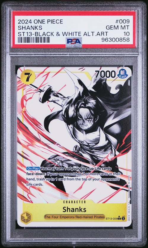 2024 One Piece Ultra Deck-The Three Brothers #009 Shanks ST13-Black & White Alternate Art PSA 10