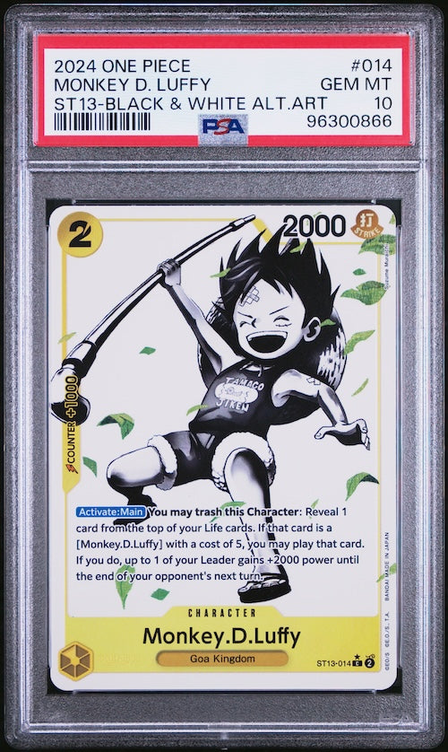 2024 One Piece Ultra Deck-The Three Brothers #014 Monkey D. Luffy ST13-Black & White Alternate Art PSA 10