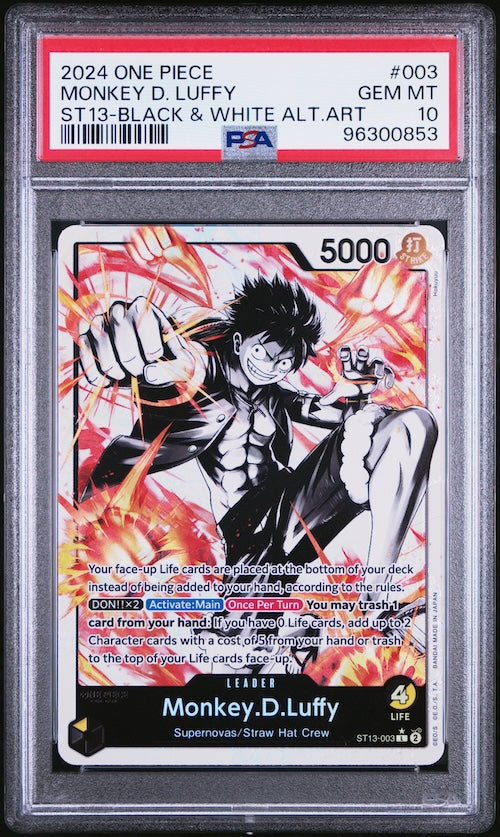 2024 One Piece Ultra Deck-The Three Brothers #003 Monkey D. Luffy ST13-Black & White Alternate Art PSA 10