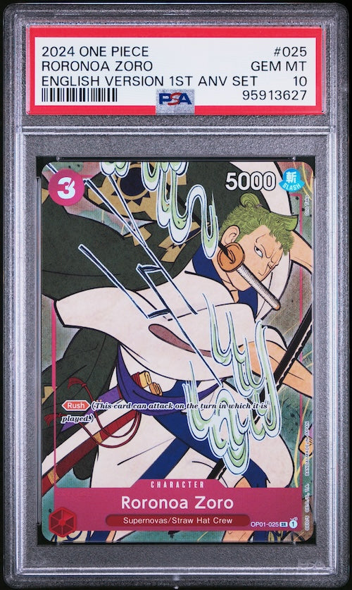 2024 One Piece English Version 1st Anniversary Set #025 Roronoa Zoro PSA 10