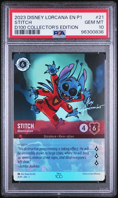 2023 Disney Lorcana En P1-Promo #21 Stitch D100 Collector's Edition PSA 10