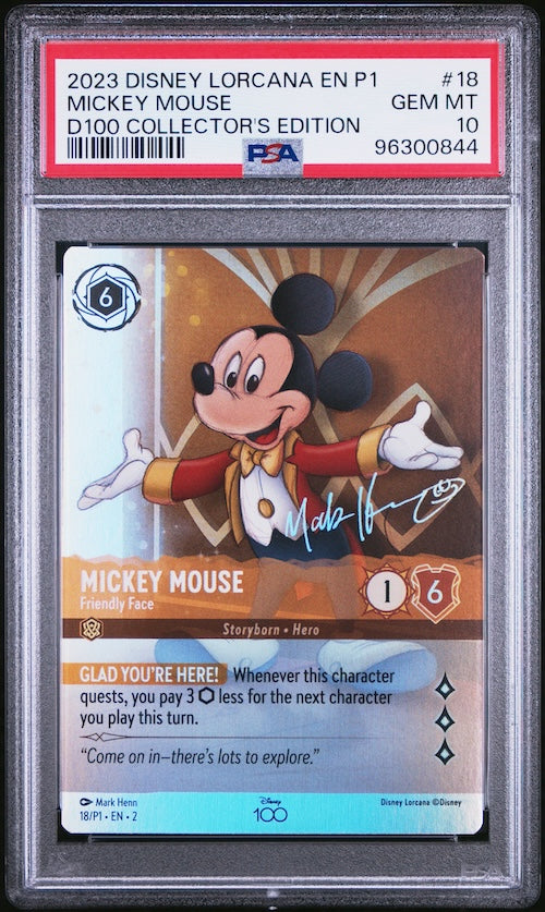 2023 Disney Lorcana En P1-Promo #18 Mickey Mouse D100 Collector's Edition PSA 10