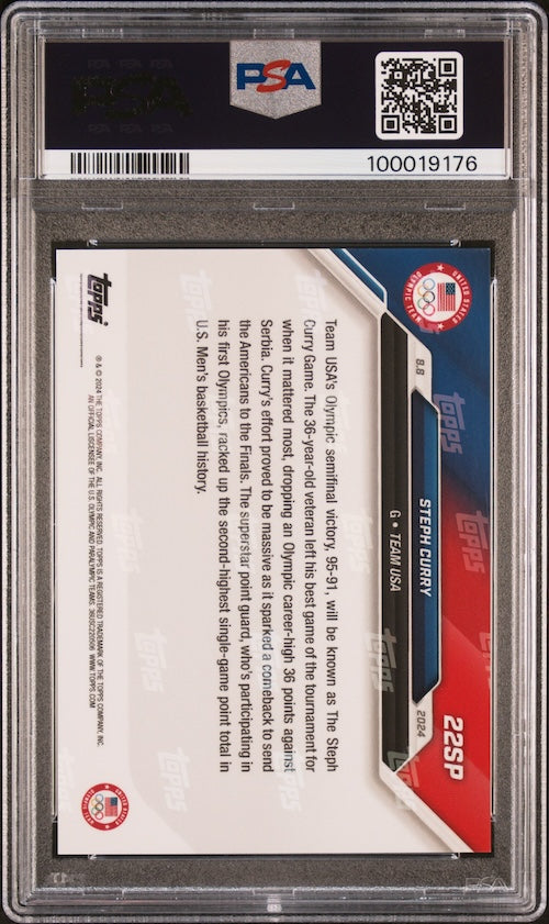 2024 Topps Now Olympic Games #22SP Steph Curry (Short Print Variation) PSA 9