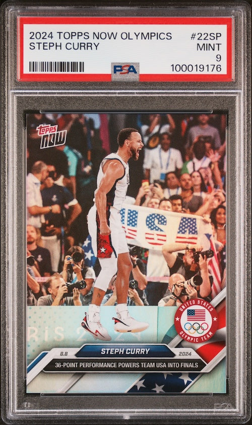 2024 Topps Now Olympic Games #22SP Steph Curry (Short Print Variation) PSA 9