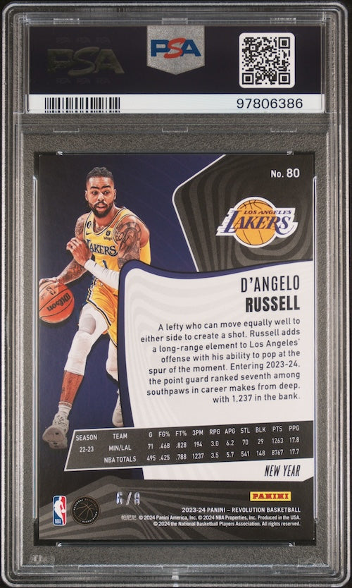 2023 Panini Revolution #80 D'Angelo Russell Chinese New Year-Holo Gold (#'d 6/8) PSA 9