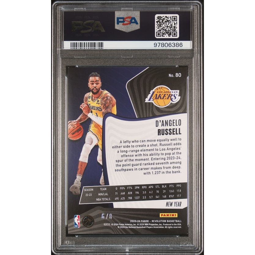 2023 Panini Revolution #80 D'Angelo Russell Chinese New Year-Holo Gold (#'d 6/8) PSA 9