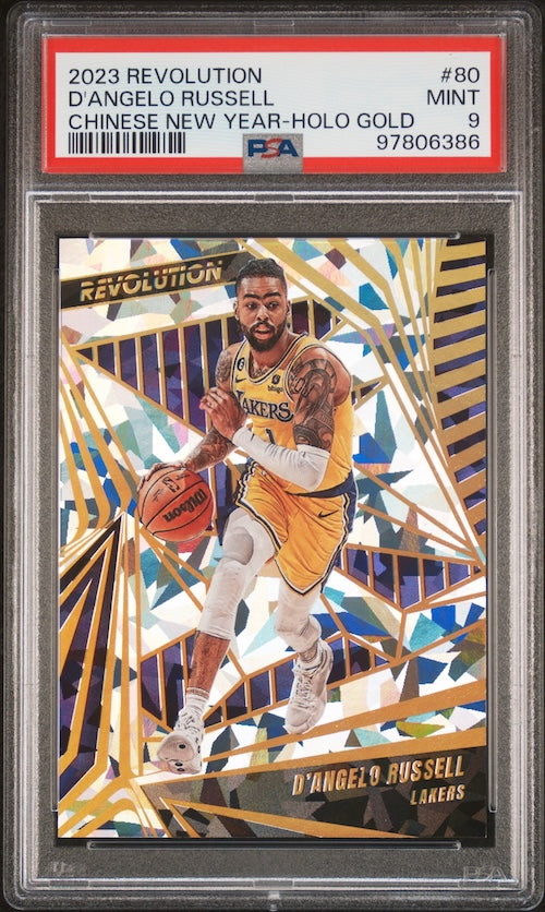 2023 Panini Revolution #80 D'Angelo Russell Chinese New Year-Holo Gold (#'d 6/8) PSA 9