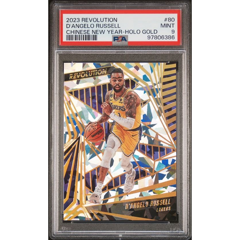 2023 Panini Revolution #80 D'Angelo Russell Chinese New Year-Holo Gold (#'d 6/8) PSA 9