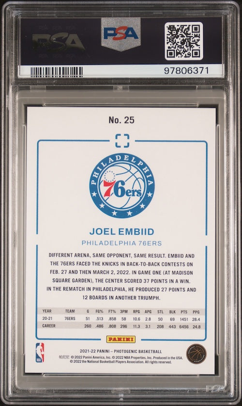 2021 Panini Photogenic #25 Joel Embiid PSA 8