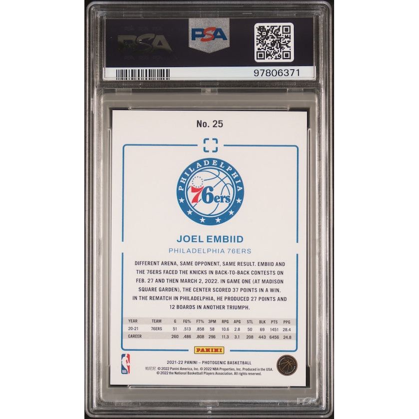 2021 Panini Photogenic #25 Joel Embiid PSA 8